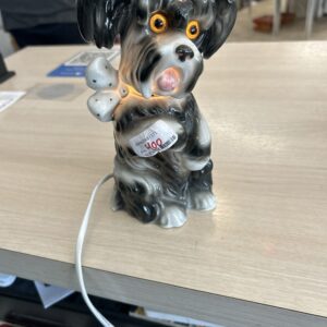 Vintage Ozonlampe: Charmerende Porcelænshund (Terrier)