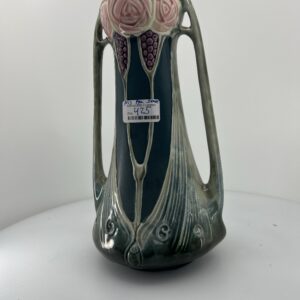 Smuk antik Art Nouveau majolika vase med hank og roser